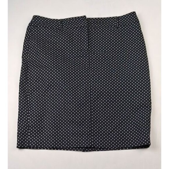 Sharagano Skirt Size 10 Women Black White‎ Polka Dot Cotton Stretch Pencil - Picture 1 of 6